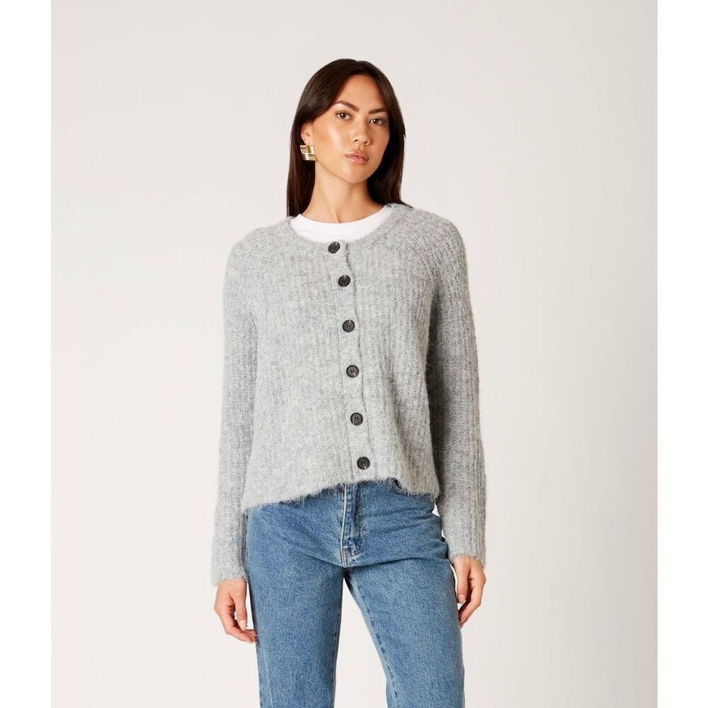 NIA‎ Cardigan Sweater Tristan Button Front Gray size XS